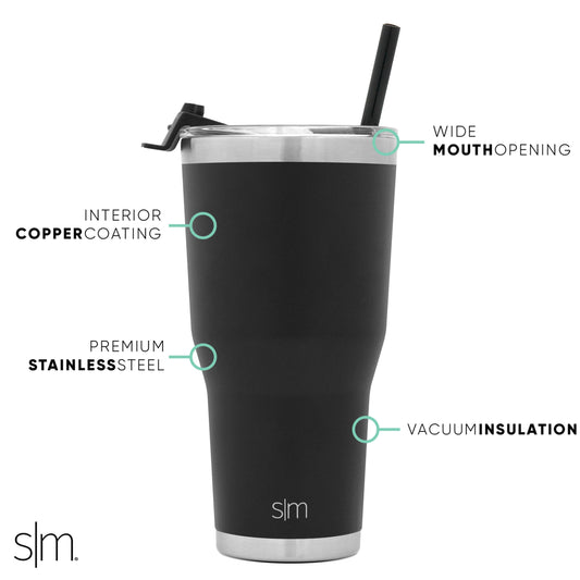 Black and silver product diagram with white background and turquoise callout lines highlighting key features