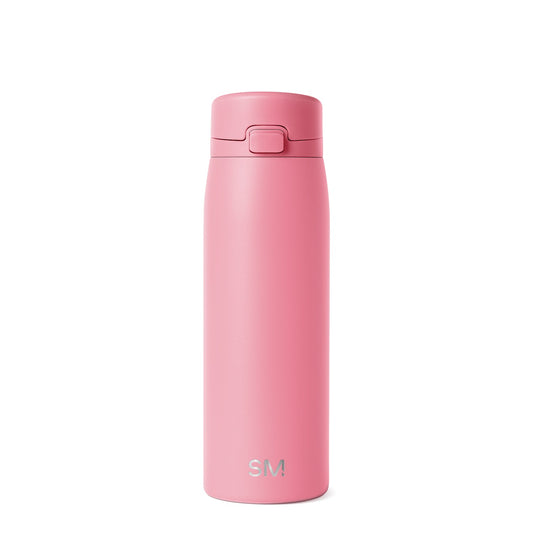 Soft dusty rose pink water bottle with matching colored cap and lid featuring subtle darker shading details